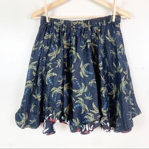 JULIEN DAVID 100% Silk Made in Japan Graphic Layered Mini Skirt Palm Tree US M